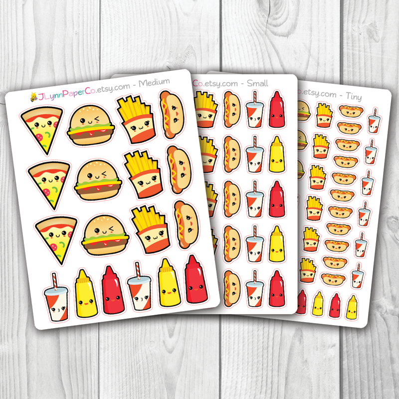 Cute Takeaway Food Doodles' Sticker