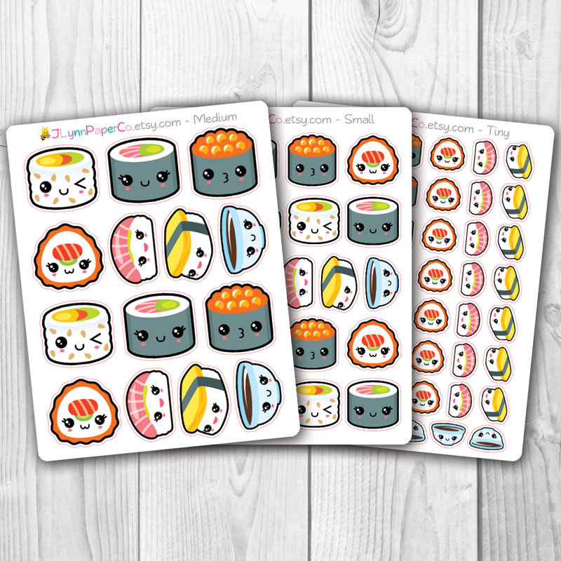 Mini Sticker sheet - kawaii sushi - planner stickers