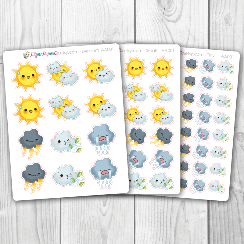 I105 - WEATHER STICKERS - weather planner stickers - for planner –  StickerMama