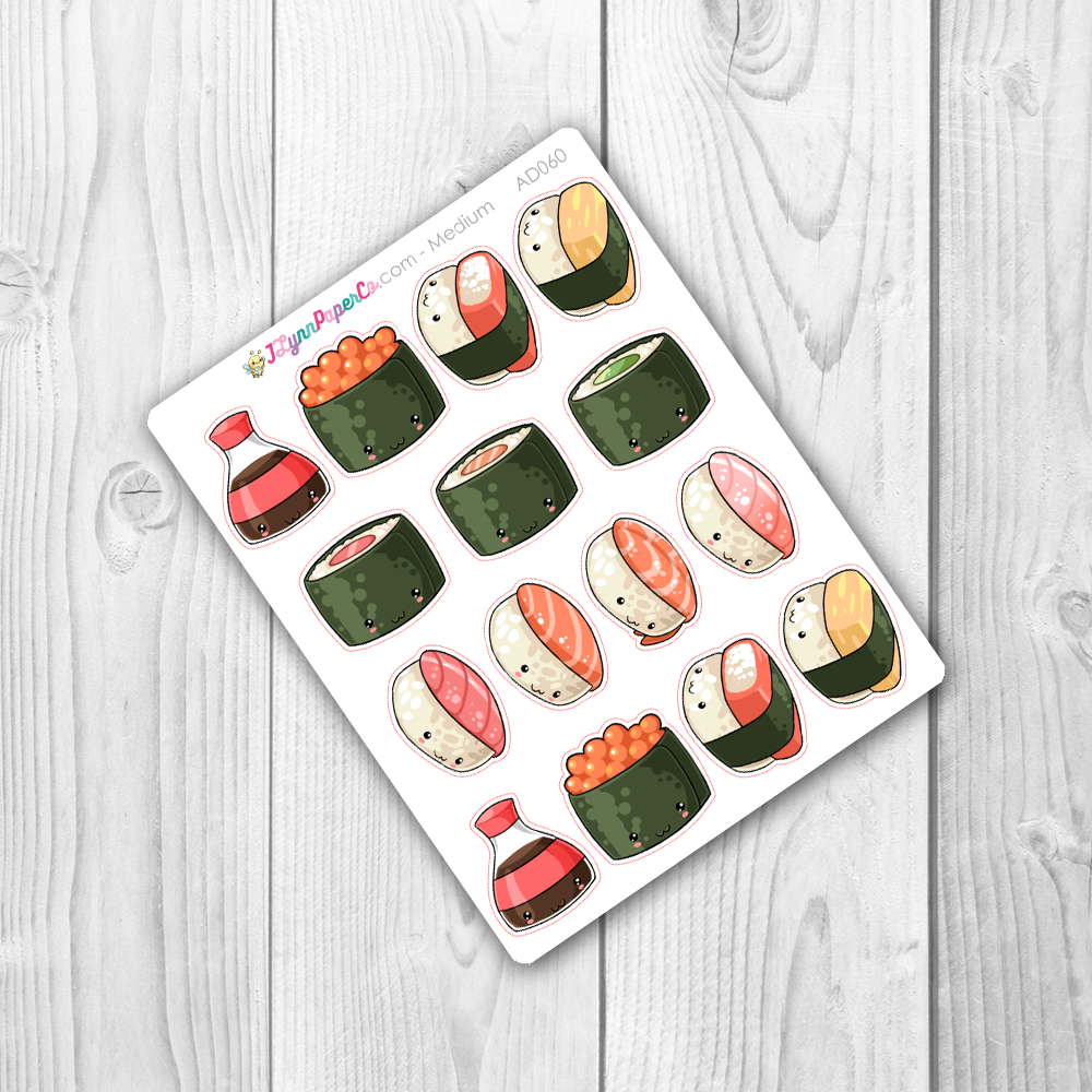 Mini Sticker sheet - kawaii sushi - planner stickers